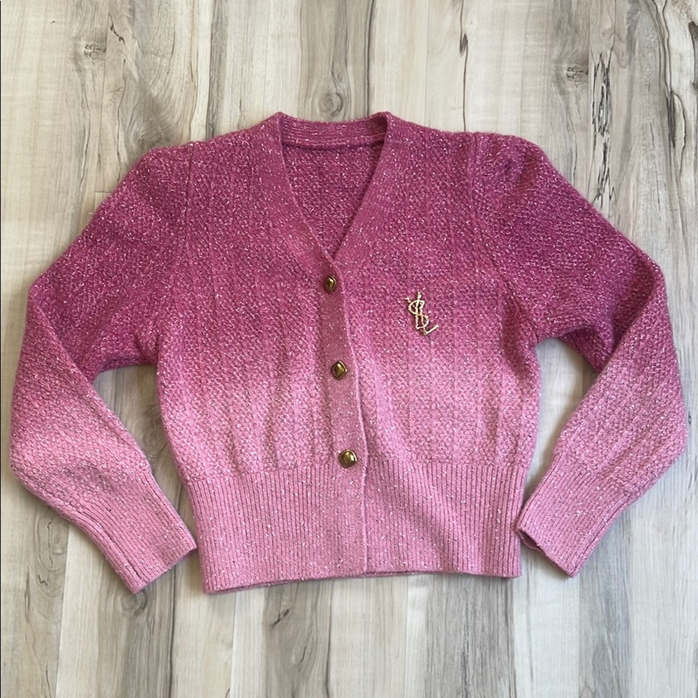 Pink Gradient Cardigan Sweater